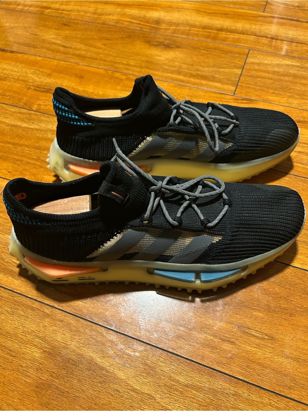 adidas Black Knit Sneakers with Multicolor Accent Sole
